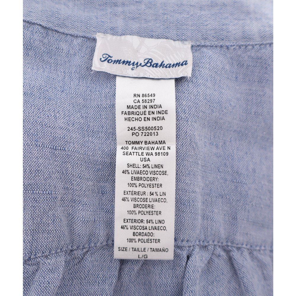 Tommy Bahama Women's Linen Blend Shirt Dress Embroidered Floral Blue/White Sz L - Picture 5 of 6